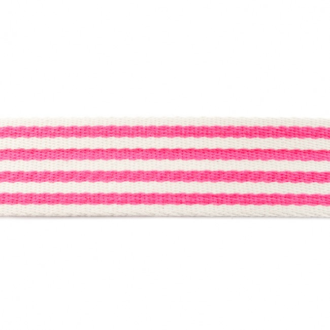 Tassenband Katoen | Streep - Fuchsia | 4cm breed