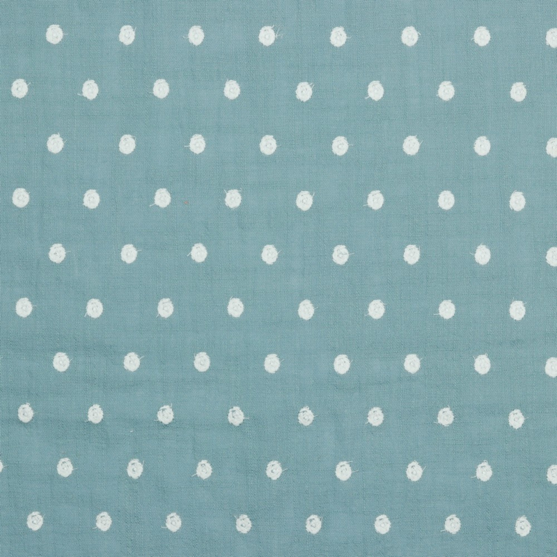 Cotton Slub Embroidery - Mint - Blue
