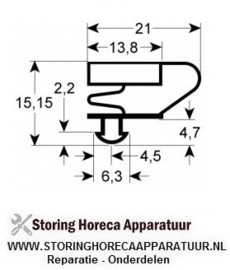 169901654 - Koeldeurrubber B 360mm L 595mm steekmaat  AFINOX