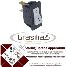 152346143 - Wipschakelaar inbouwmaat 27,4x12,4mm wit 1NO 250V 10A 0-I aansluiting vlaksteker 6,3mm BRASILIA