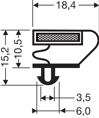 542901071 - Koeldeurrubber buitenmaat B 462mm L 592mm steekmaat B1 455mm L1 585mm AFINOX