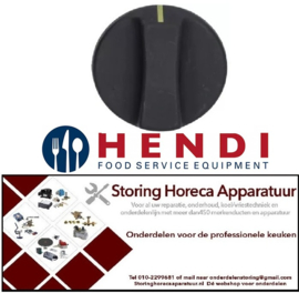 171113073 - Knop nulstreep ø 51mm as ø 6x4,6mm afvlakking rechts zwart HENDI