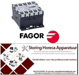 324380498 -Relais AC1 20A 230VAC (AC3/400V) 9A/4kW hoofdcontact 4NO aansluiting vlaksteker 6,3mm FAGOR