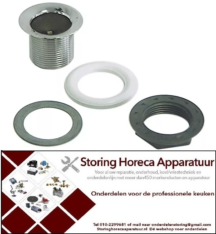861540277 - Afvoerventiel grootte 1¼" totale hoogte 36mm AD ø 59mm messing verchroomd