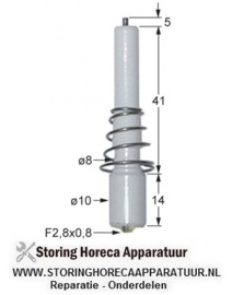 973100729 -  Bougie L1 5mm D1 ø 8mm D2 ø 10mm LL1 41mm LL2 14mm aansluiting F 2,8x0,8mm voor het klemmen met veer