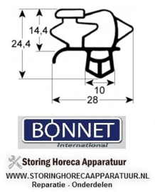 074900936 - Koeldeurrubber profiel 9793 B 637mm L 1512mm steekmaat BONNET