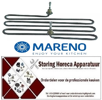862415092 -Verwarmingselement 1300W 230V L 290mm B 130mm aansluiting M4 pijp ø 6,3mm 2-gatsbevestiging  Mareno