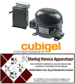 186605180 -Compressor koelmiddel R404a/R507 type MX23FBa 1HP vermogensverbruik 7/8W cilinderinhoud 23,2cm³ CSR Cubigel