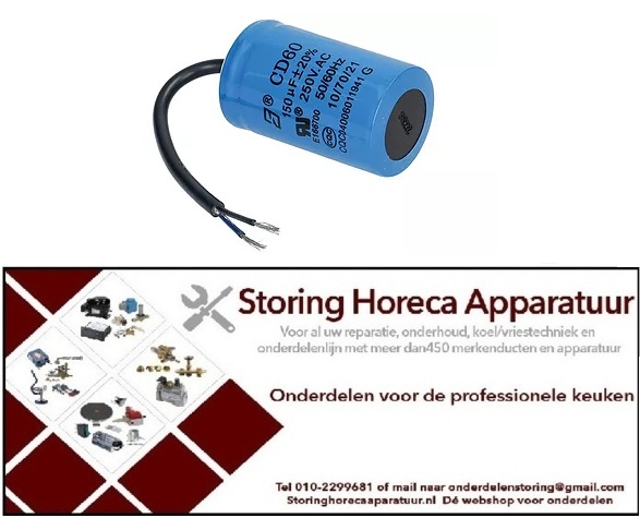 266703216 - Startcondensator 150 µF Santos Kaasraspmolen