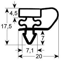 249902561 - Koeldeurrubber 9153 B 236 mm x L 503mm steekmaat op maat gemaakt GAMKO
