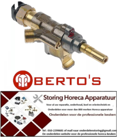 411101357 - Gaskraan gasingang pijpflens ø16mm bypass sproeier ø 0,52mm BERTOS