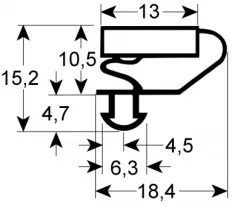 943901066 - Koeldeurrubber buitenmaat B 656mm - L 1585mm steekmaat B1 646mm - L1 1575mm AFINOX