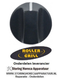 441110657- Knop schakelaar nulstreep ø 40mm as ø 6x4,6mm afvlakking onder zwart Roller-Grill