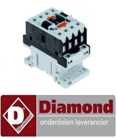 22891310136 - Relais AC1 25A 230VAC (AC3/400V) 9A/4,2kW hoofdcontact 3NO hulpcontact 1NO DIAMOND