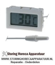 057379258 - Thermometer type TPM-10 inbouwmaat 46x26,6mm voorkant maat 48x29mm batterij compartiment achter