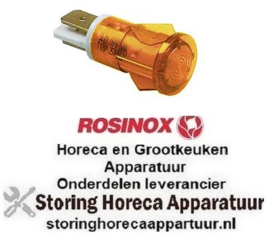 201359143 -Signaallamp ø 13mm geel 230V aansluiting vlaksteker 6,3mm ROSINOX