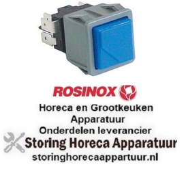 106345979 -Drukschakelaar inbouwmaat 28,5x28,5mm vierkant blauw 2CO 250V 16A aansluiting vlaksteker 6,3mm  ROSINOX