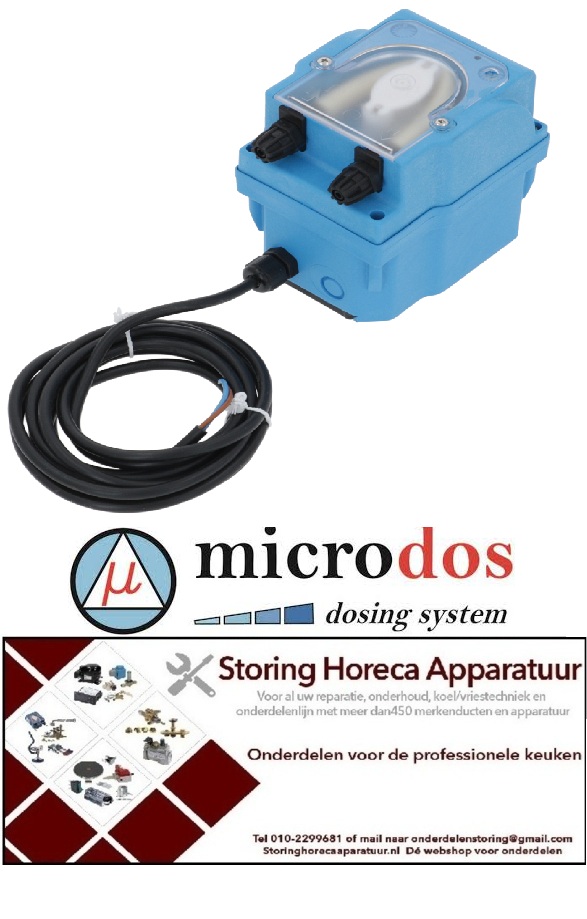 648361774 - Doseerapparaat MICRODOS toerentalregeling 4l/h 230 VAC wasmiddel slang ø 4x6mm slang Santoprene