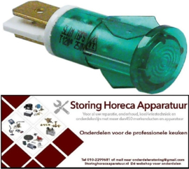 296359041 - Signaallamp ø 12mm groen 230V aansluiting vlaksteker 6,3mm