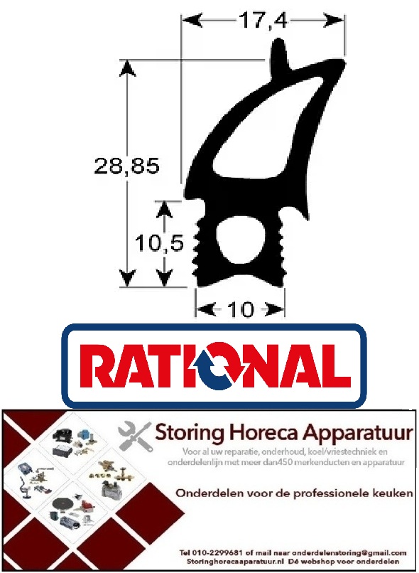 329900290 - Ovendeurrubber B 465mm - L 520mm RATIONAL