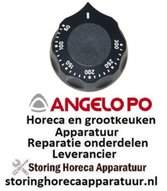 604110114 - Knop thermostaat ø 60mm as ø 6x4,6mm afvlakking boven zwart instelbereik 50-300°C - ANGELO -PO