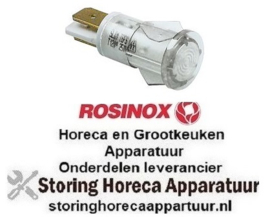 518359045 -Signaallamp ø 13mm transparant 230V aansluiting vlaksteker 6,3mm ROSINOX