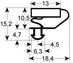 219901663 - Koeldeurrubber B 595mm L 1515mm steekmaat voor koeling FOSTER