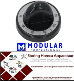191110685 - Knop thermostaat ø 62mm as ø 6x4,6mm afvlakking boven zwart instelbereik 50-300°C MODULAR