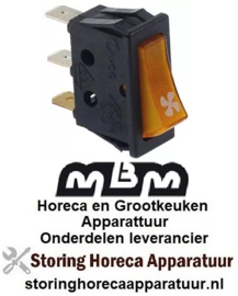 411345383 - Wipschakelaar inbouwmaat 30x11mm geel 1NO/signaallamp 250V 16A ventilator MBM