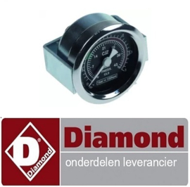 6896.00000.60 - Manometer ø 41mm drukbereik 0-3bar met PSI-schaal draad 1/8" markering 0,8-1 aansluiting keerzijde DIAMOND COMPACT