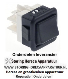 621345002 -  Wipschakelaar inbouwmaat 27,8x25mm zwart 2CO 250V 16A aansluiting vlaksteker 6,3mm