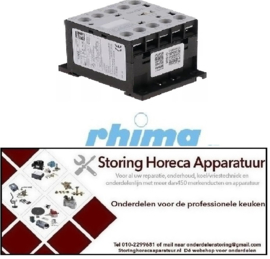 330381102 -Relais AC1 20A 24VAC (AC3/400V) 9A/4kW hoofdcontact 4NO aansluiting schroefaansluiting RHIMA