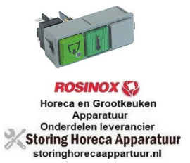 229345868 -Schakelaarcombinatie inbouwmaat 28,5x77,5mm vierkant groen 2NO/signaallamp 250V 16A drukkend Rosinox