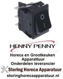 143346377 - Wipschakelaar inbouwmaat 30x22mm zwart 2CO 230V 16A 0-I - HENNY-PENNY