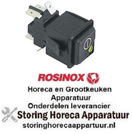 231345143 -Drukschakelaar inbouwmaat 28,5x28,5mm vierkant zwart 2CO 250V 16A hoofdschakelaar ROSINOX