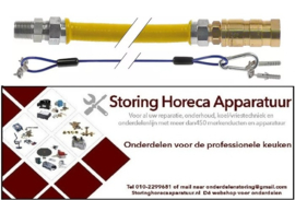 942250090 - Gasslang met snelkoppelingaansluiting RVS met kunststof omvlochten L 1500mm DN25