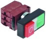 401868 - Drukschakelaar tastend inbouw ø 22mm rood/groen 1NO/1NC/signaallamp 230V 6A signaallamp 24V