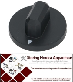 213110366 - Knop schakelaar nulstreep ø 44mm as ø 6x4,6mm afvlakking boven zwart