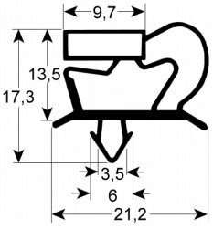 289901898 - Koeldeurrubber B 408mm - L 582mm buitenmaat Gram