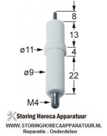 123100703 - Bougie D1 ø 9mm aansluiting M4 D2 ø 11mm L1 8mm LL1 13mm LL2 4mm LL3 22mm voor het klemmen