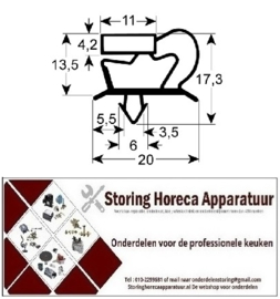 3999048 - Koeldeurrubber 9048-  L1 585mm L2 1665mm Steekmaat 4-zijden met magneet