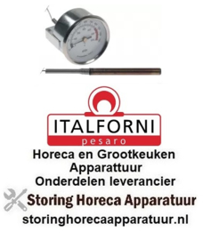 825542311 -Thermometer inbouw ø 60mm t.max. 600°C 0-600°C voeler ø 8mm voeler L 80mm capillaire 880mm  ITALFORNI