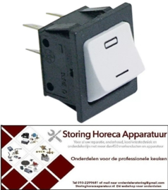 413301025 - Wipschakelaar inbouwmaat 28x24mm wit 2NO 230V 16A 0-I (verticaal) aansluiting vlaksteker 6,3mm