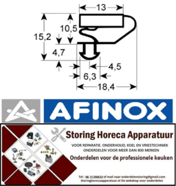 4199703 - Koeldeurrubber L1 455mm L2 582mm Steekmaat 4-zijden op maat gemaakt AFINOX