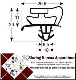 227296-MS - Koeldeurrubber L1 385mm L2 590mm Buitenmaat 4-zijden op maat gemaakt