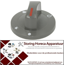 841113010 - Knop gaskraan met ontstekingsvlam ø 71mm as ø 10x8mm afvlakking rechts zwart