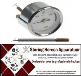339542122 -  Thermometer inbouw ø 52mm t.max. 250°C 0-250°C voeler ø 6mm voeler L 21mm pijp ø 500mm
