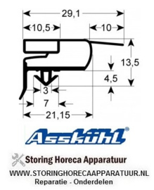 026900335 - Koeldeurrubber profiel 9773 B 690mm L 1550mm buitenmaat B1 677mm L1 1537mm steekmaat  ASSKUHL