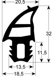 149902507 - Deurrubber B 510mm L 484mm - buiten steekmaat ELOMA 6-11
