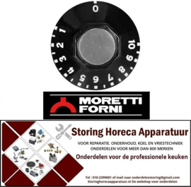 940112940  -Knop thermostaat 1-10 ø 50mm as ø 6x4,6mm afvlakking onder zwart MORETTI FORNI